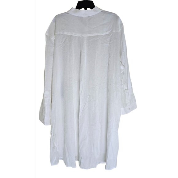 Lauren Ralph Lauren Womens 3X White Button-Up Shirt Dress 100% Cotton With Embro - Picture 2 of 8